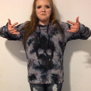 GLITTER SKULL COZY HOT TOPIC HOODIE